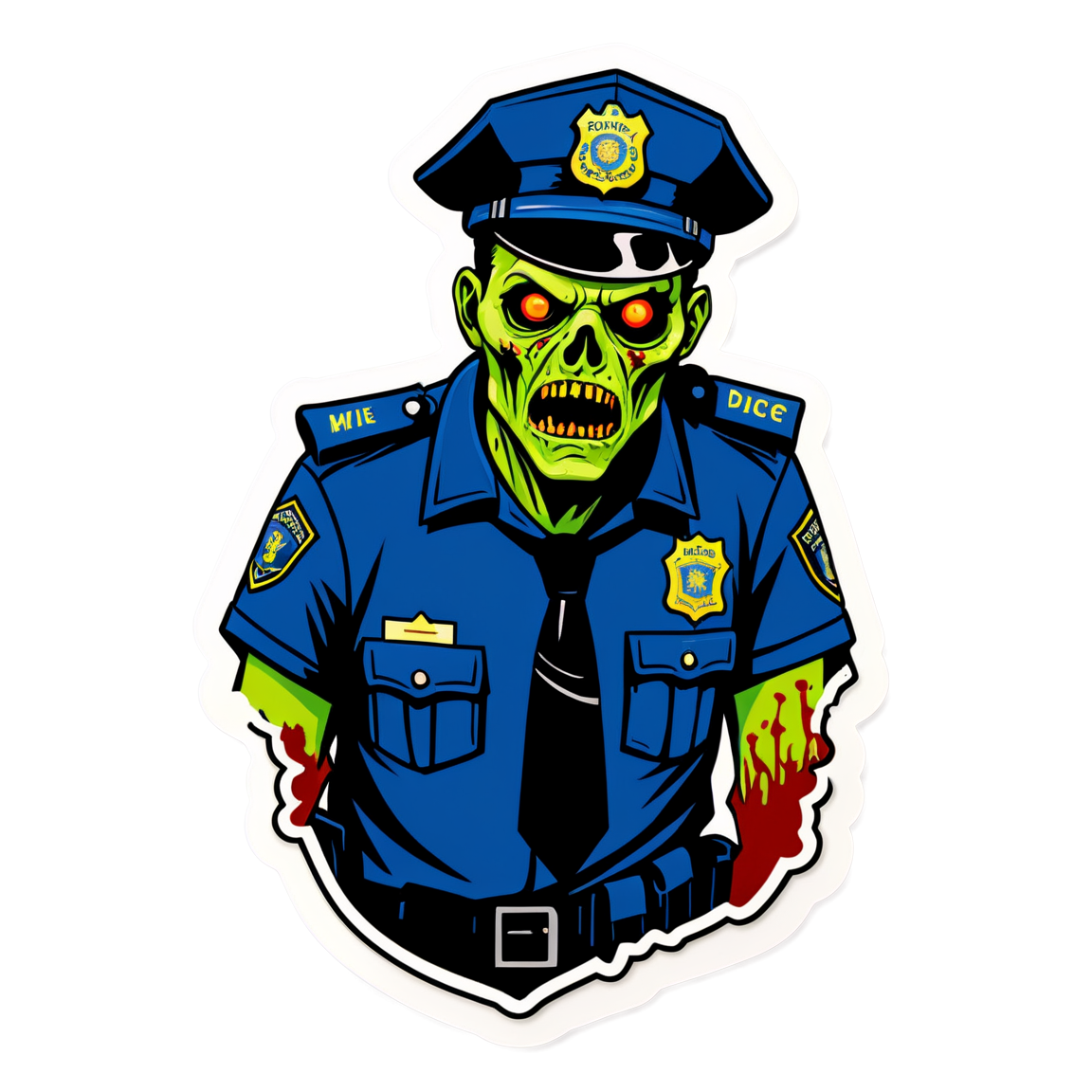 Zombie Police Officer - Halloween Sticker