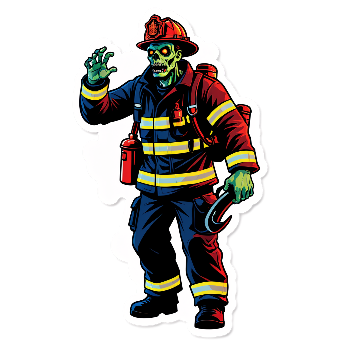 Zombie Firefighter - Halloween Sticker