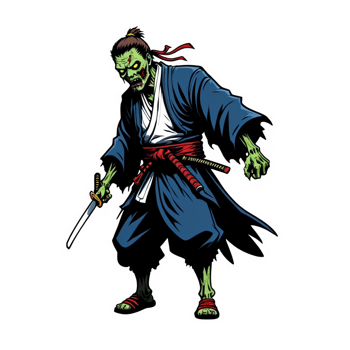 Zombie Samurai - Halloween Sticker