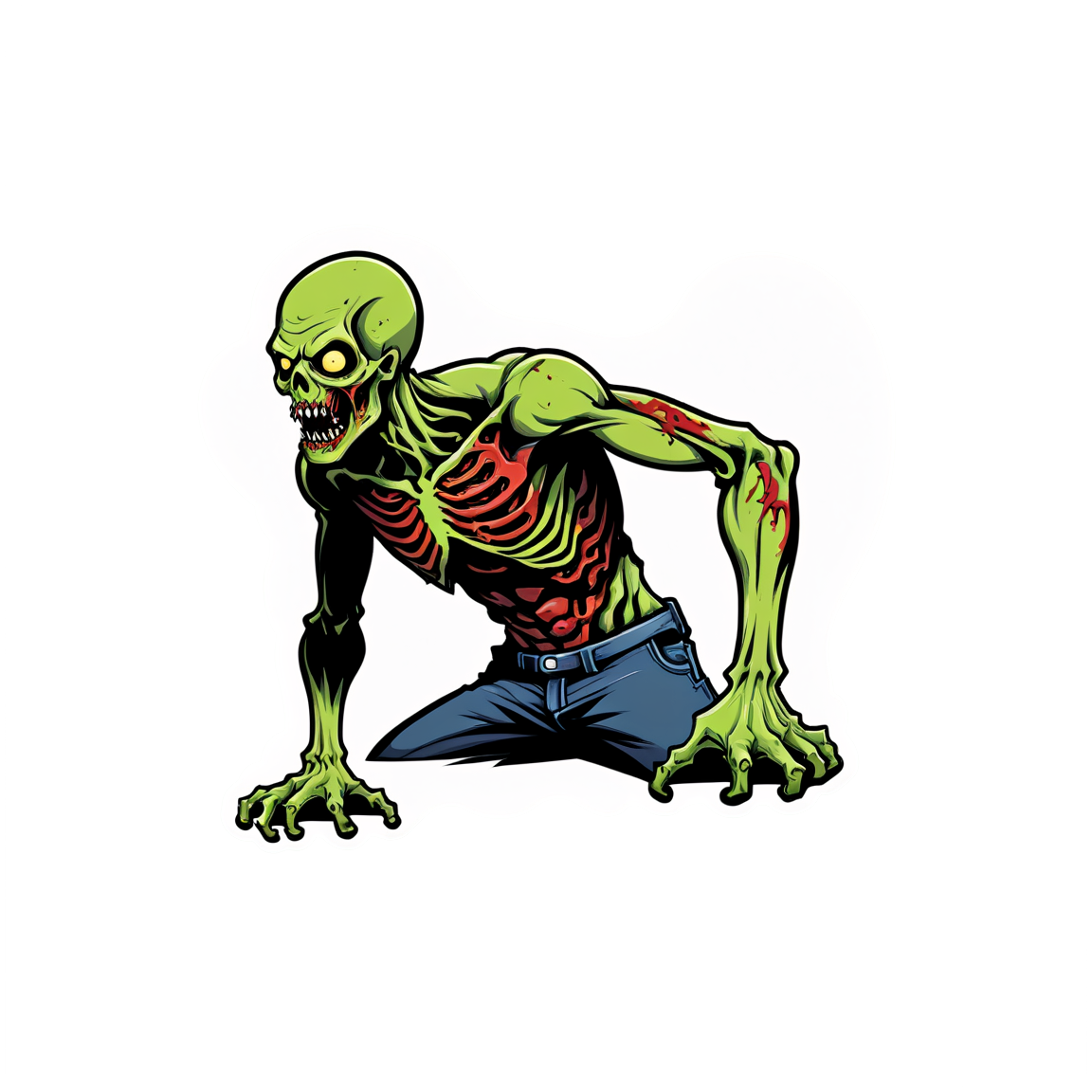 Crawling Torso Zombie - Halloween Sticker