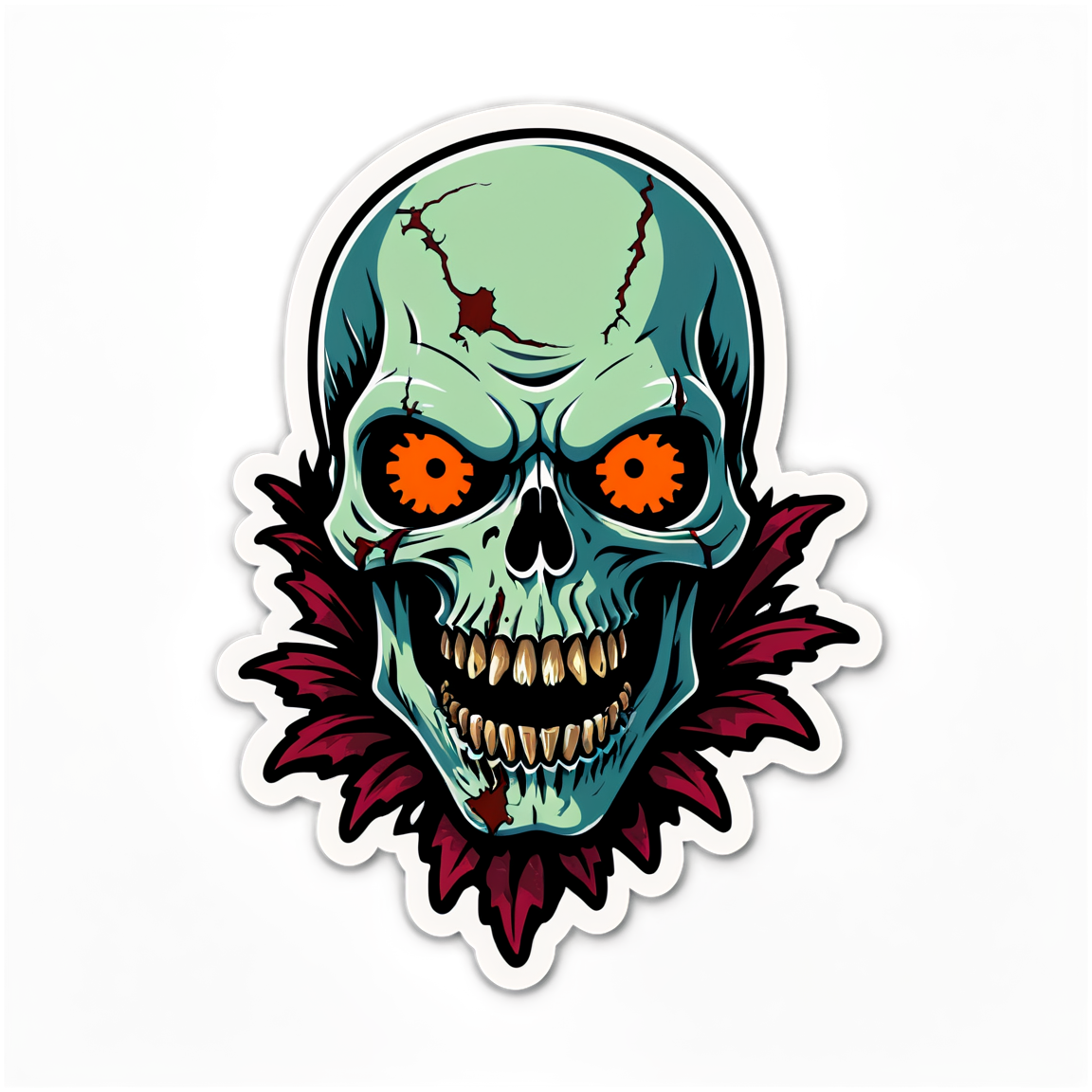 Half-Skull Zombie - Halloween Sticker