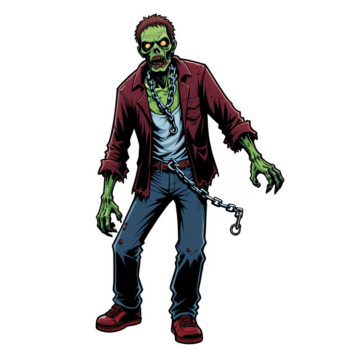 Zombie with Chains - Halloween Sticker