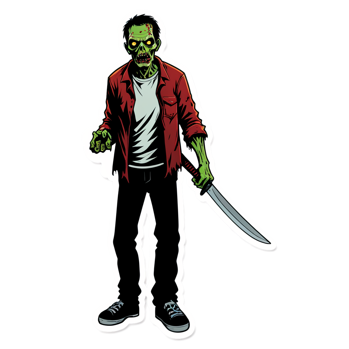 Zombie with Machete - Halloween Sticker