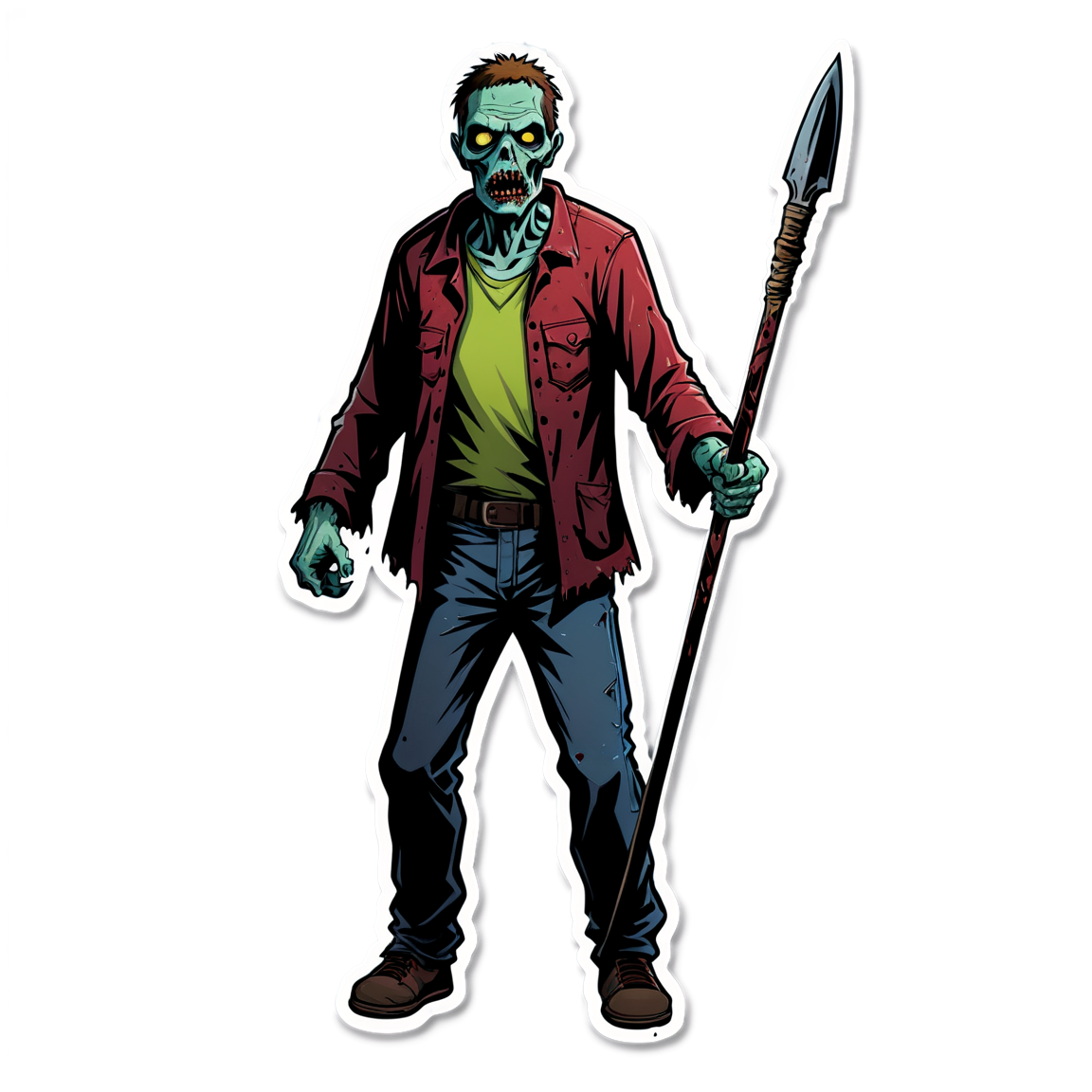 Zombie with Spear - Halloween Sticker