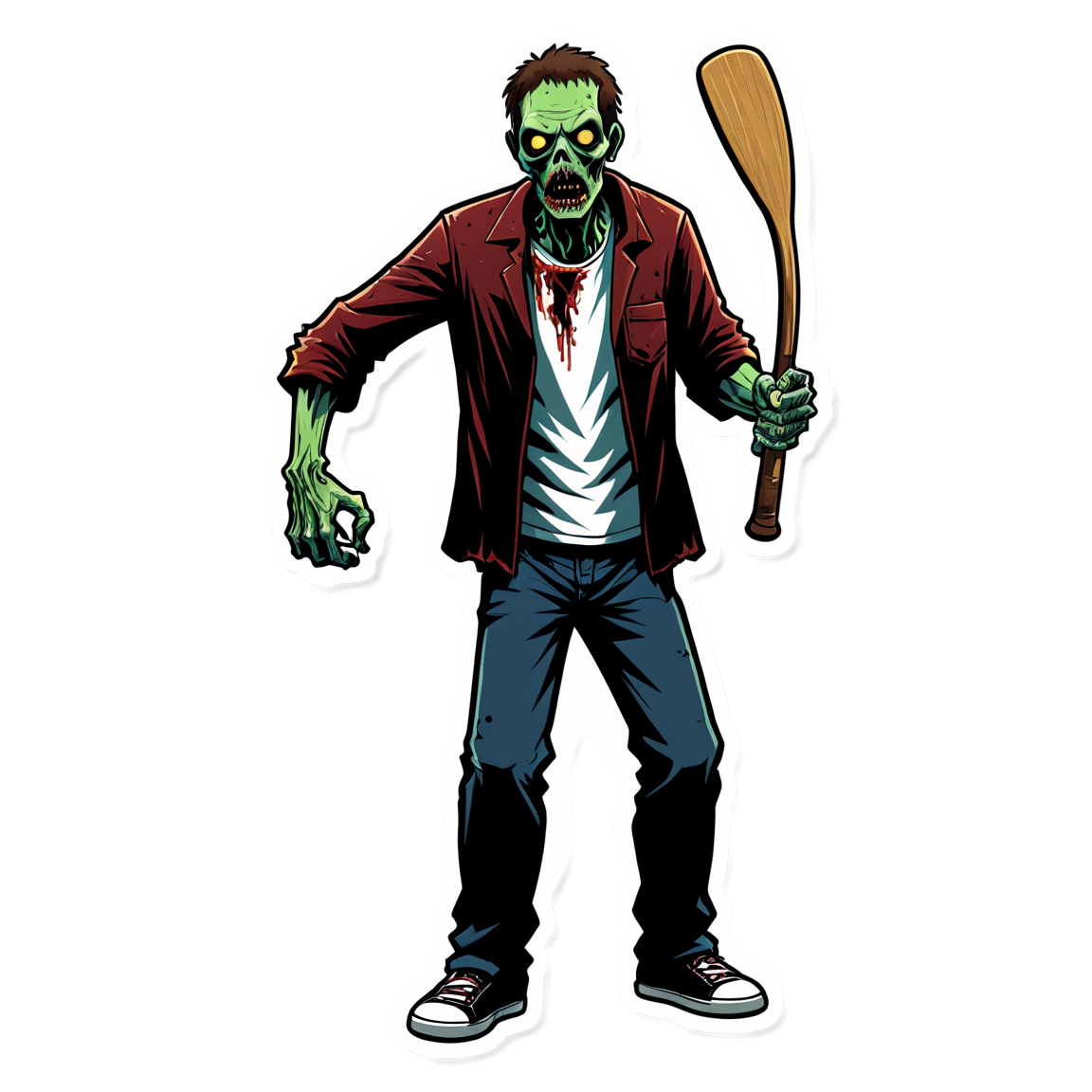 Zombie with Club - Halloween Sticker