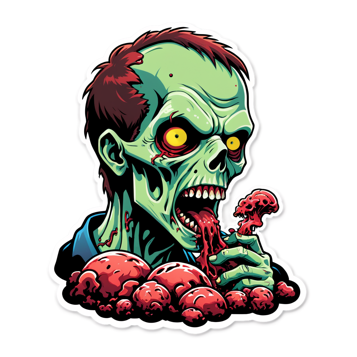 Zombie Eating Brains - Halloween Sticker