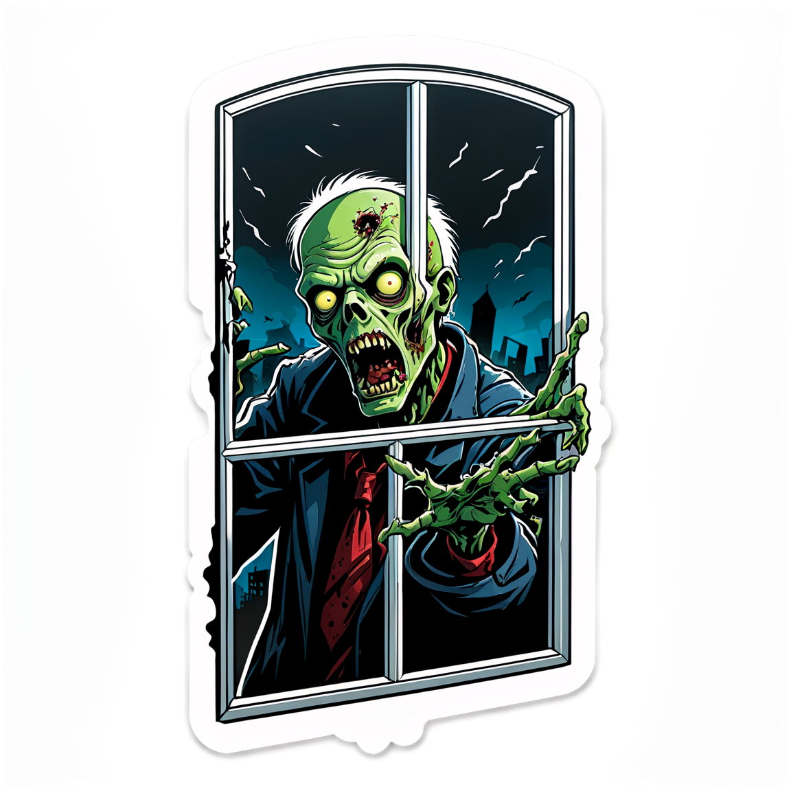 Zombie Breaking Window - Halloween Sticker