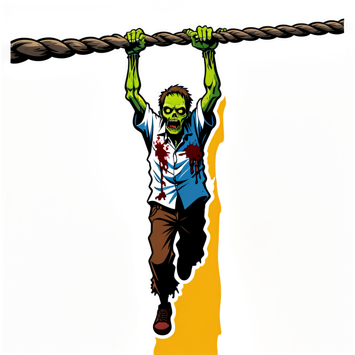 Zombie Hanging from Rope - Halloween Sticker