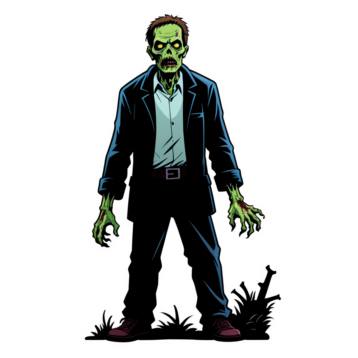 Zombie at Graveyard - Halloween Sticker