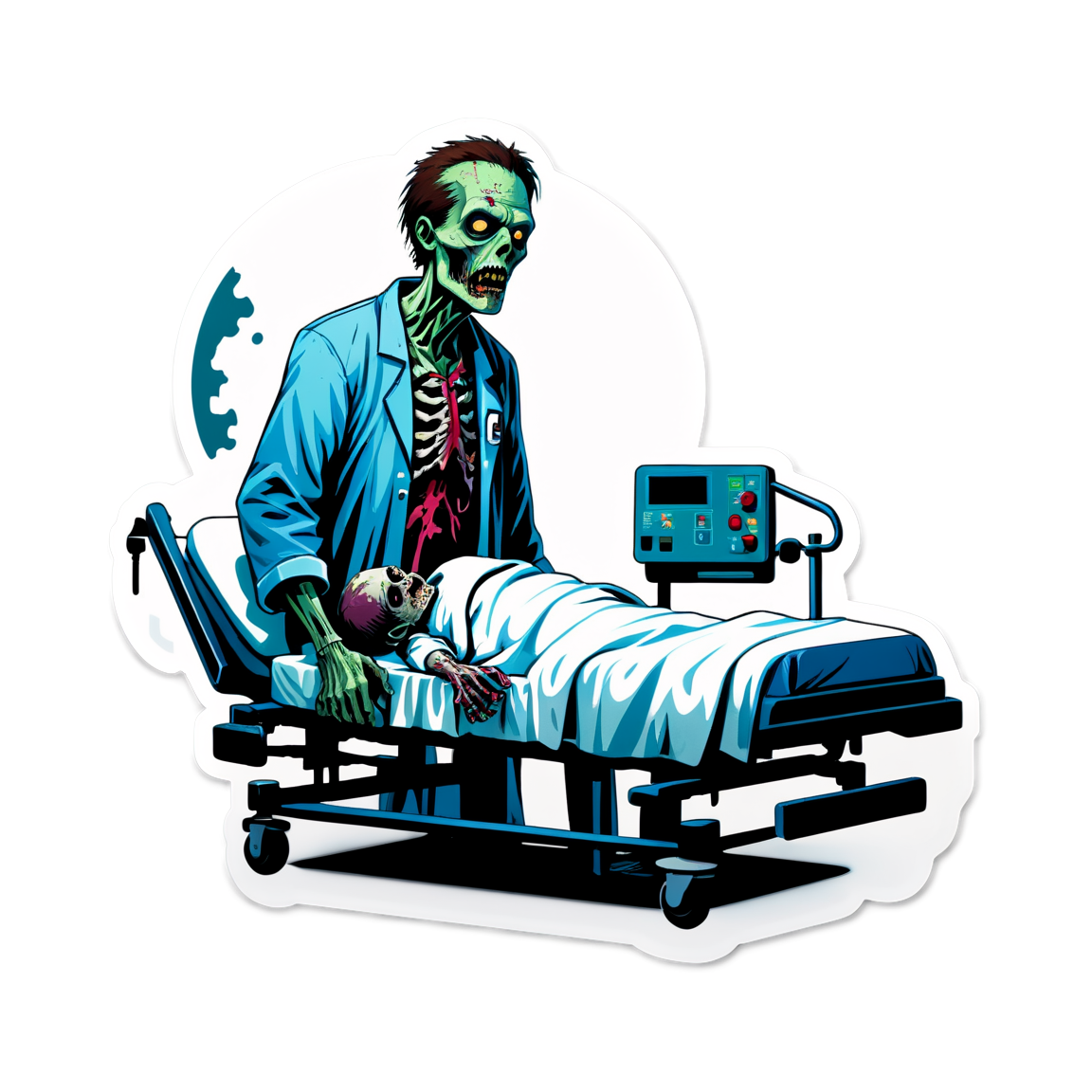Zombie in Hospital - Halloween Sticker