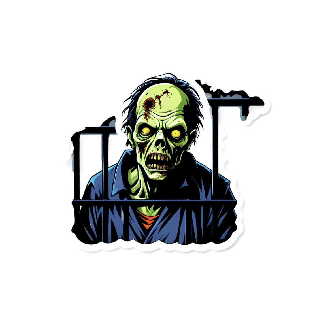 Zombie in Prison - Halloween Sticker