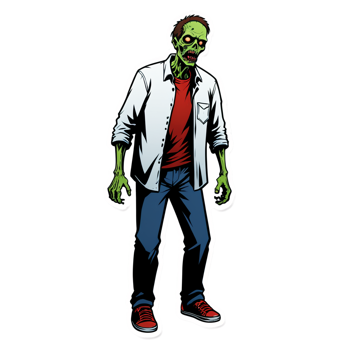 Zombie in Supermarket - Halloween Sticker
