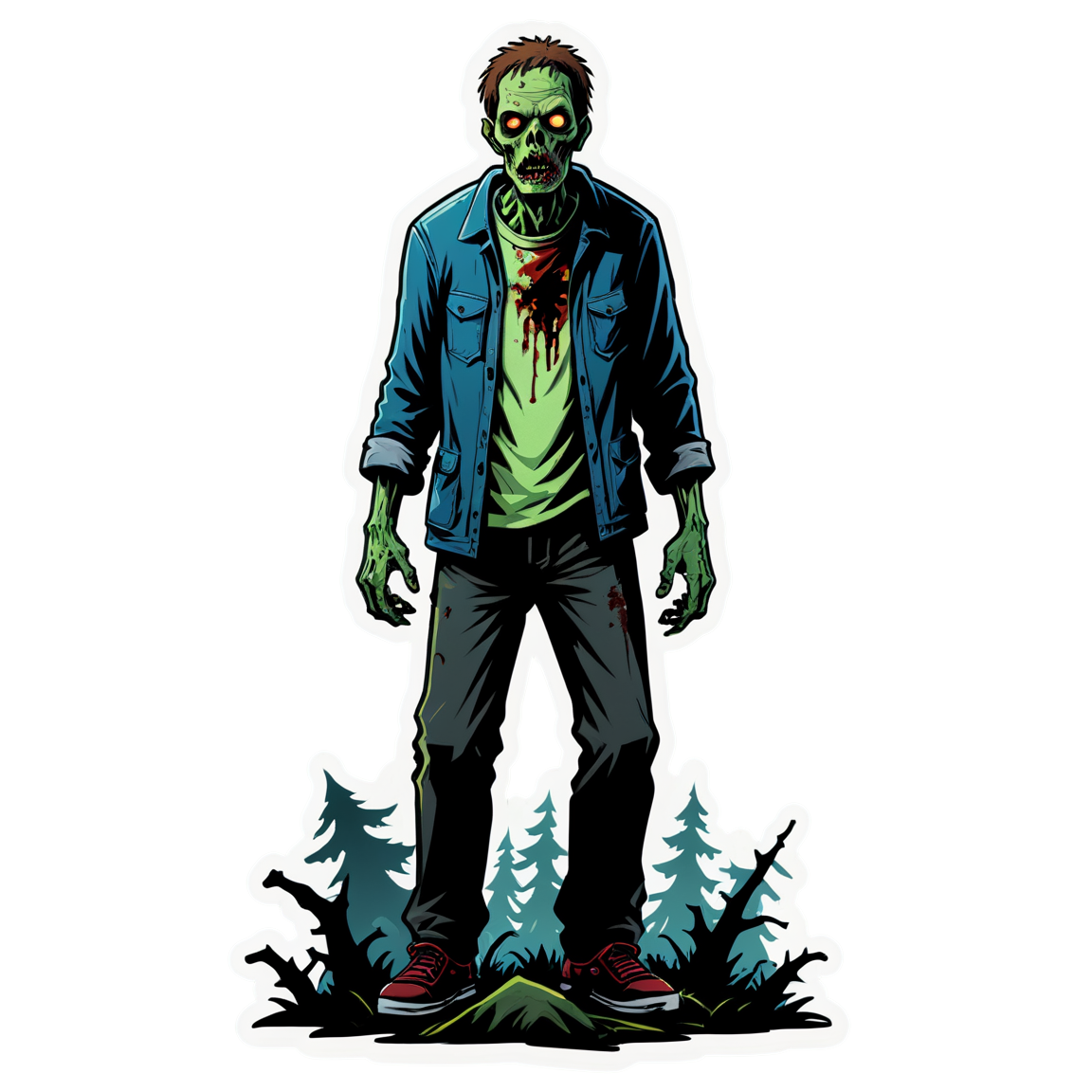 Zombie in Forest - Halloween Sticker