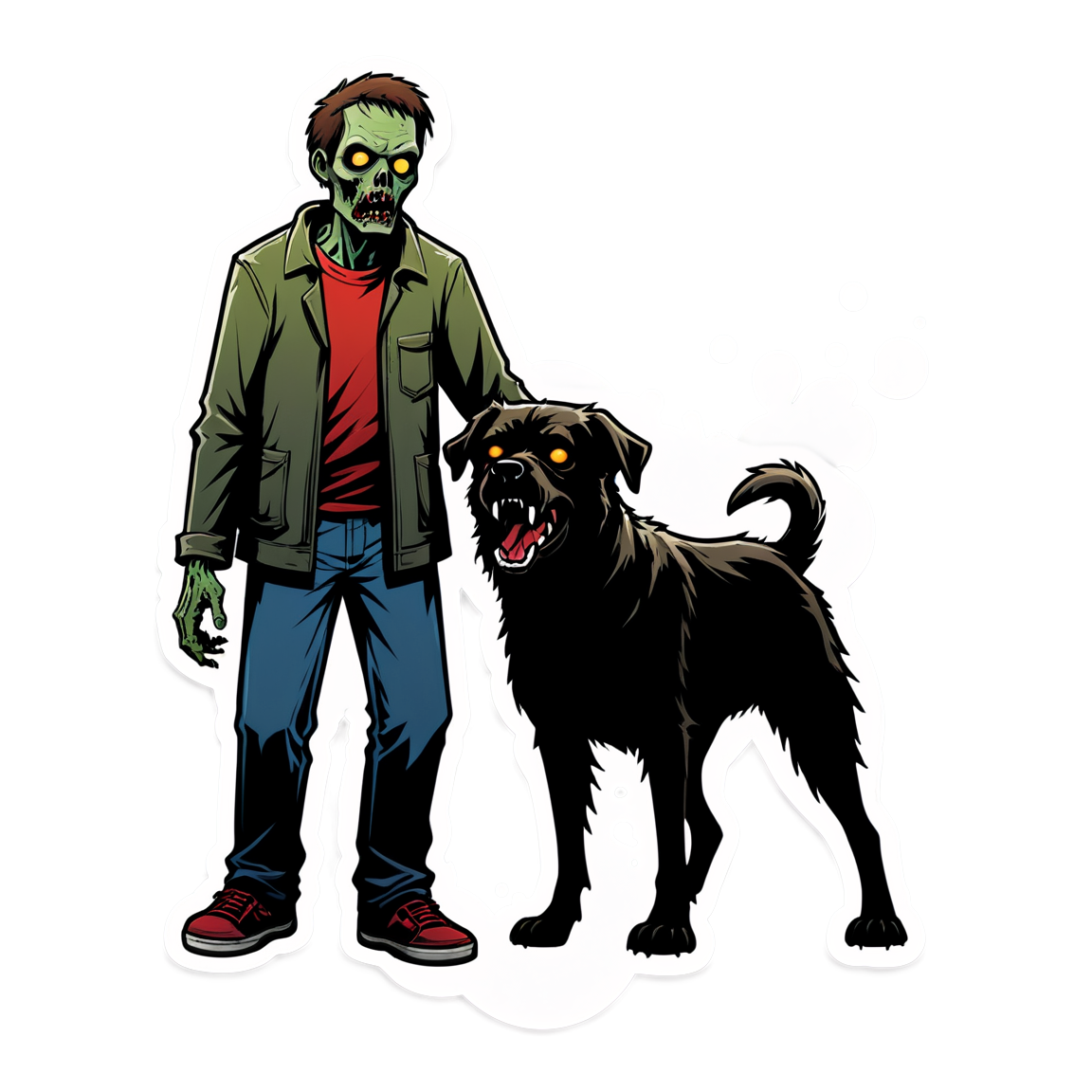 Zombie vs Dog - Halloween Sticker