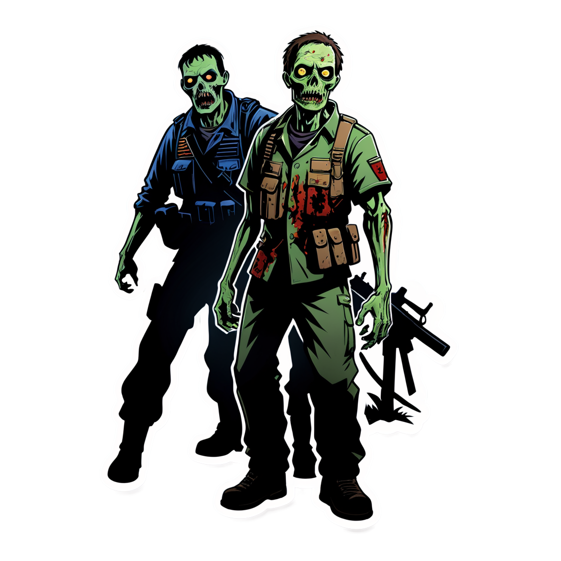 Zombie vs Soldier - Halloween Sticker