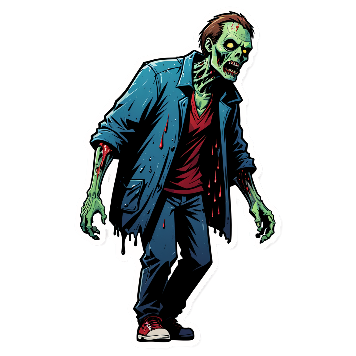 Zombie in Rain - Halloween Sticker