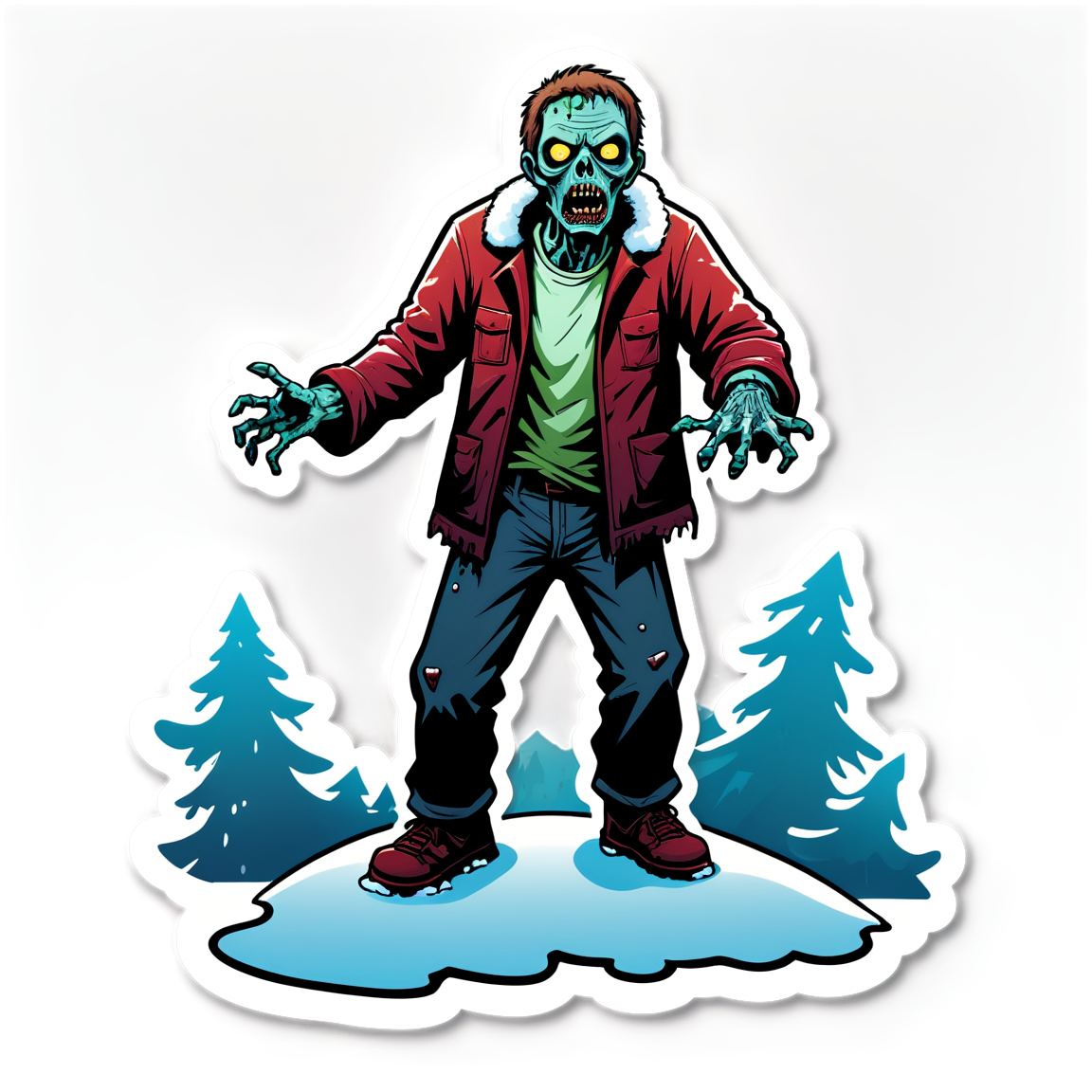 Zombie in Snow - Halloween Sticker