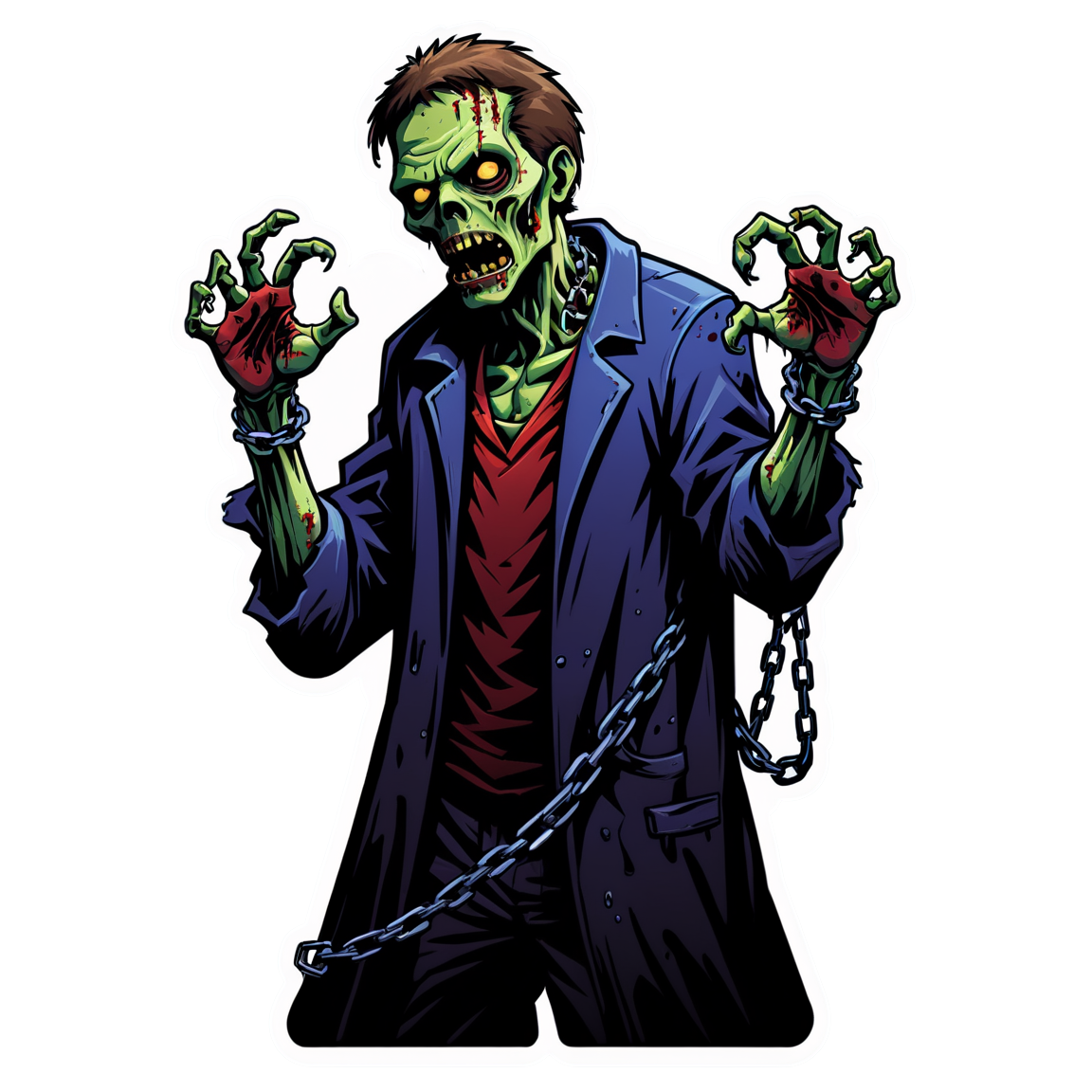 Zombie Breaking Chains - Halloween Sticker