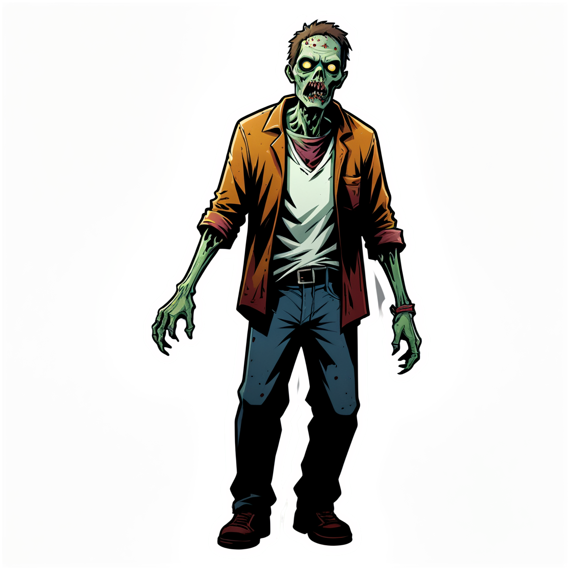 Zombie Lurking in Alley - Halloween Sticker