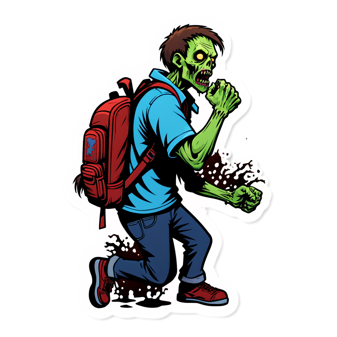 Zombie with Backpack - Halloween Sticker