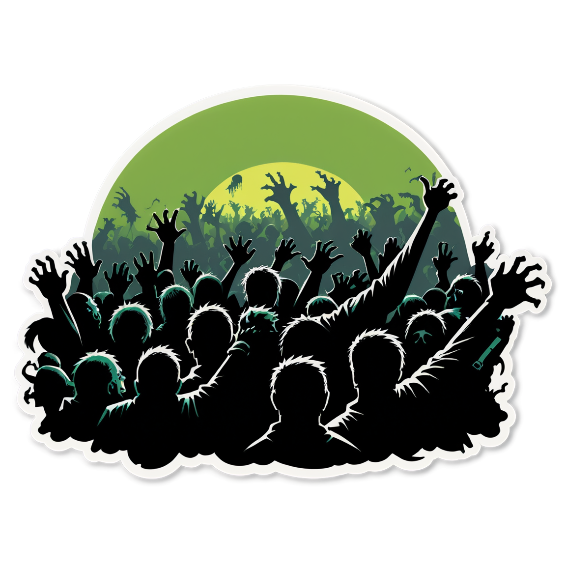 Zombie Crowd at Stadium - Halloween Sticker