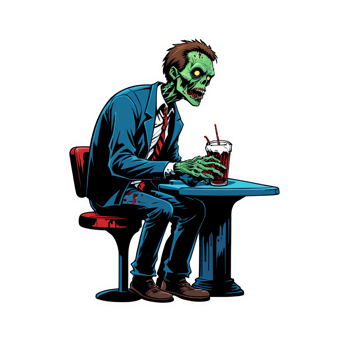 Zombie at Bar - Halloween Sticker