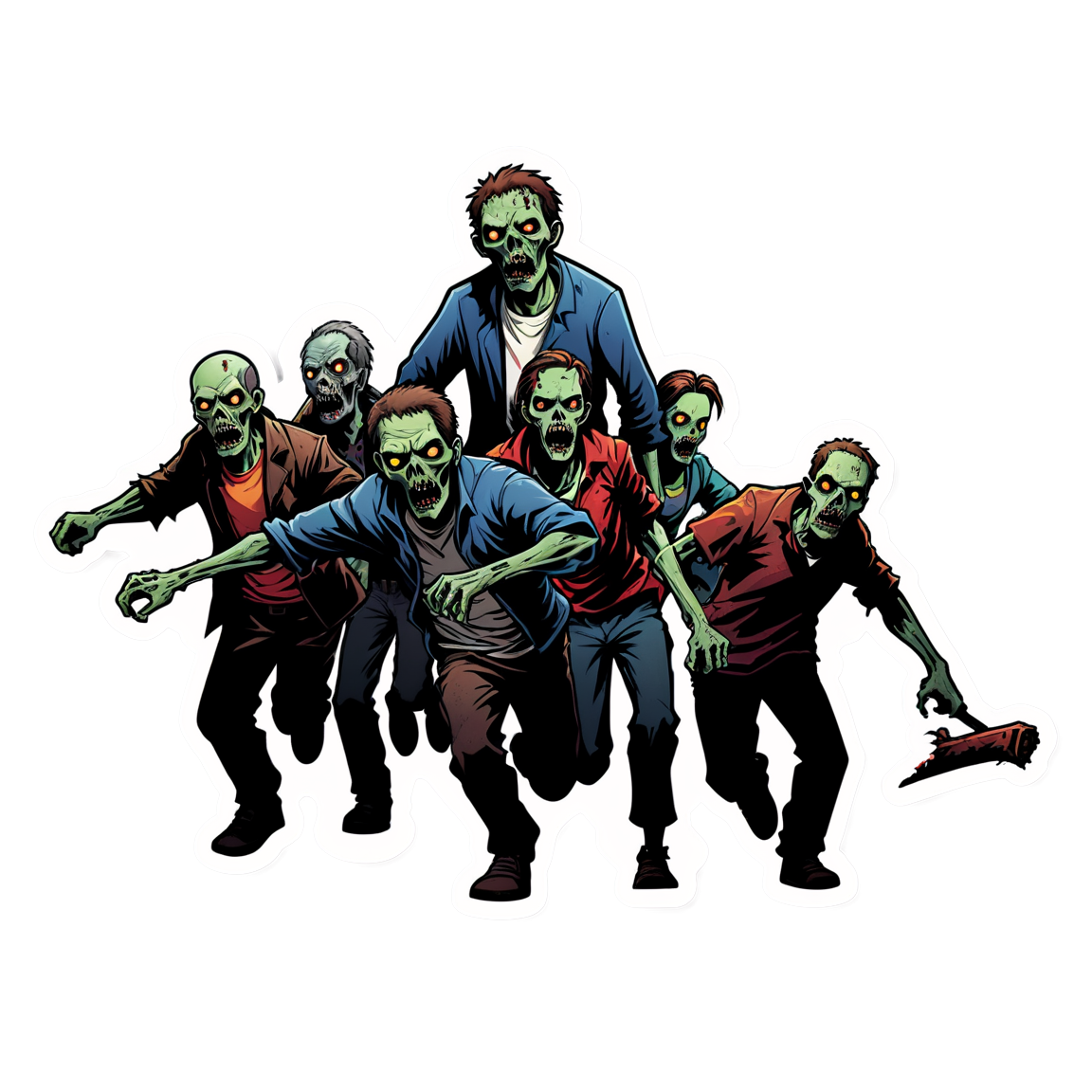 Zombie Horde Running - Halloween Sticker