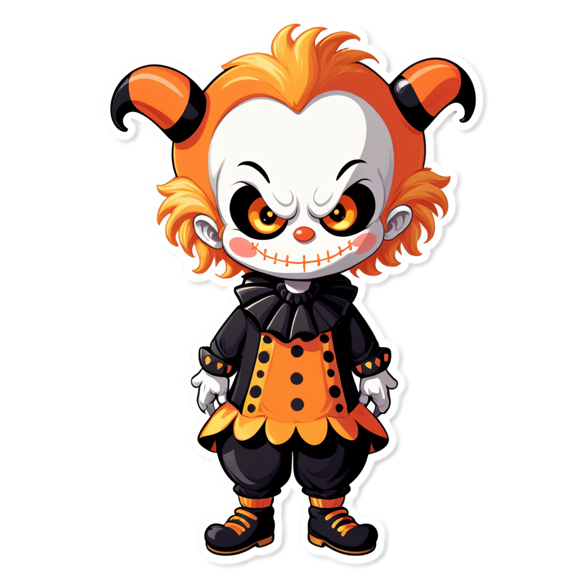Clown with Ram Horns - Halloween Sticker