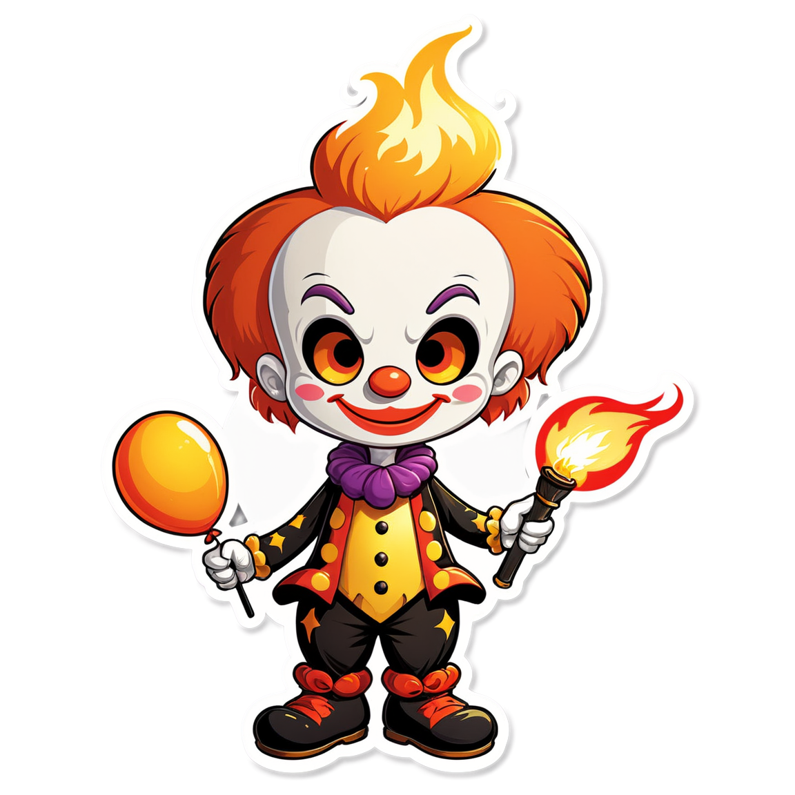 Clown with Fire Torch - Halloween Sticker