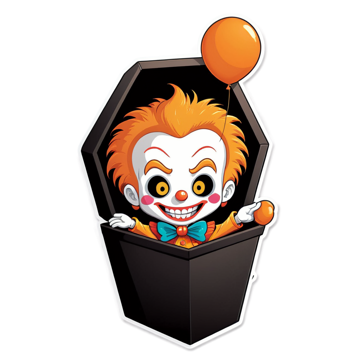 Clown Emerging from Coffin - Halloween Sticker