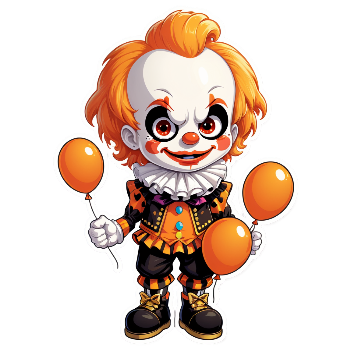 Clown with Broken Toys - Halloween Sticker