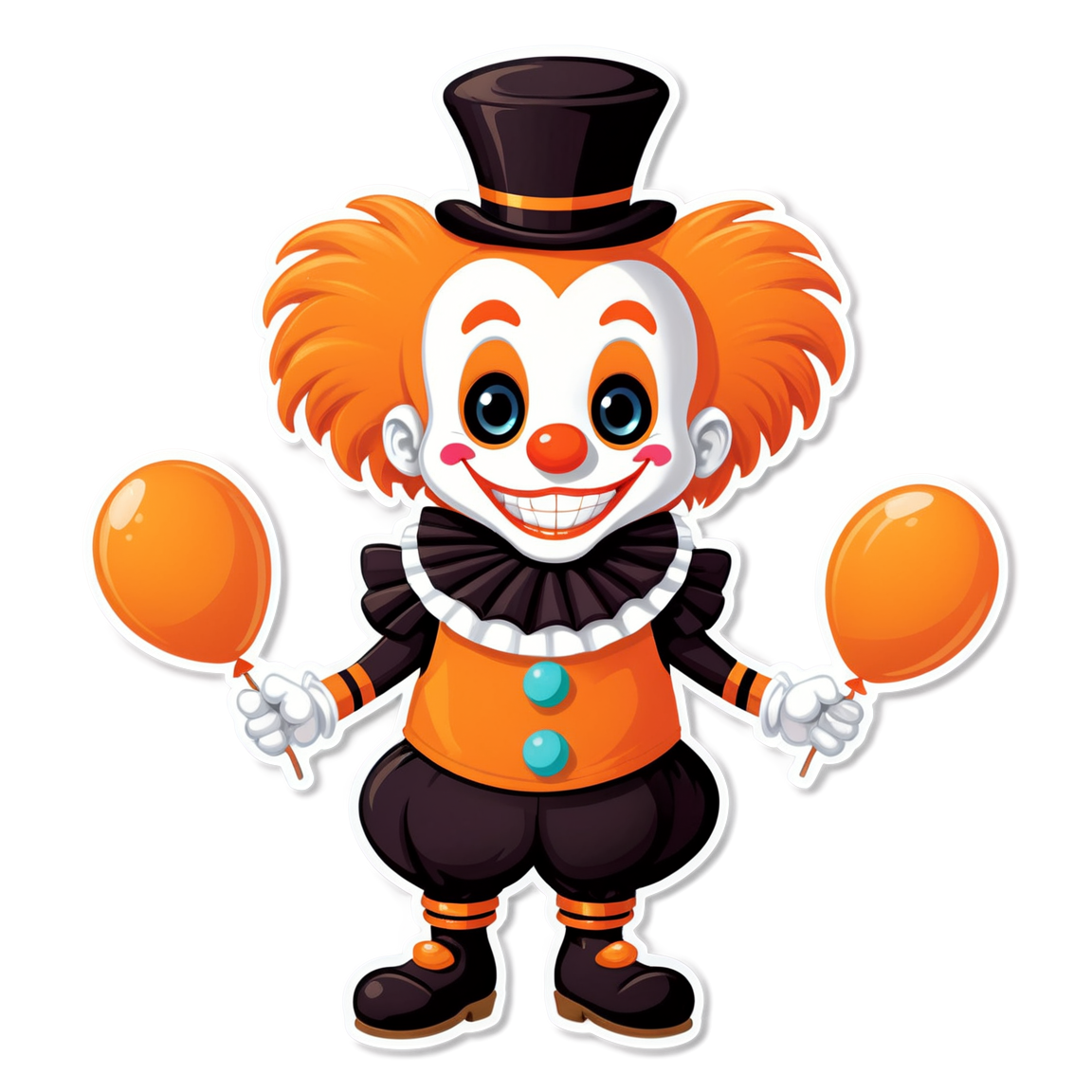 Clown with Toy Drum - Halloween Sticker