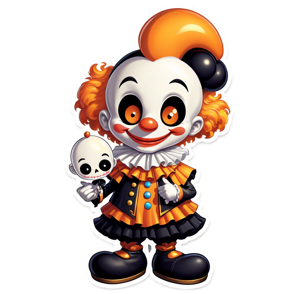 Clown with Music Box - Halloween Sticker