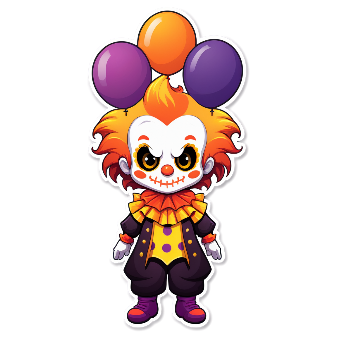 Clown Silhouette at Sunset - Halloween Sticker