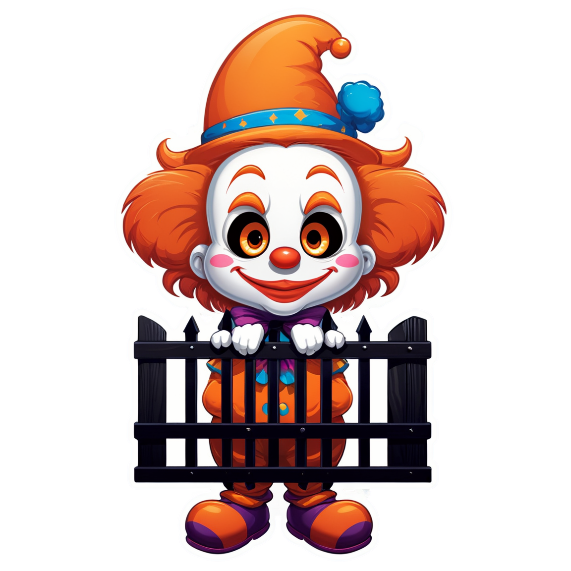 Clown Behind Fence - Halloween Sticker