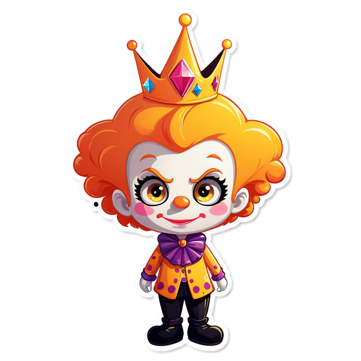 Clown with Crystal Crown - Halloween Sticker