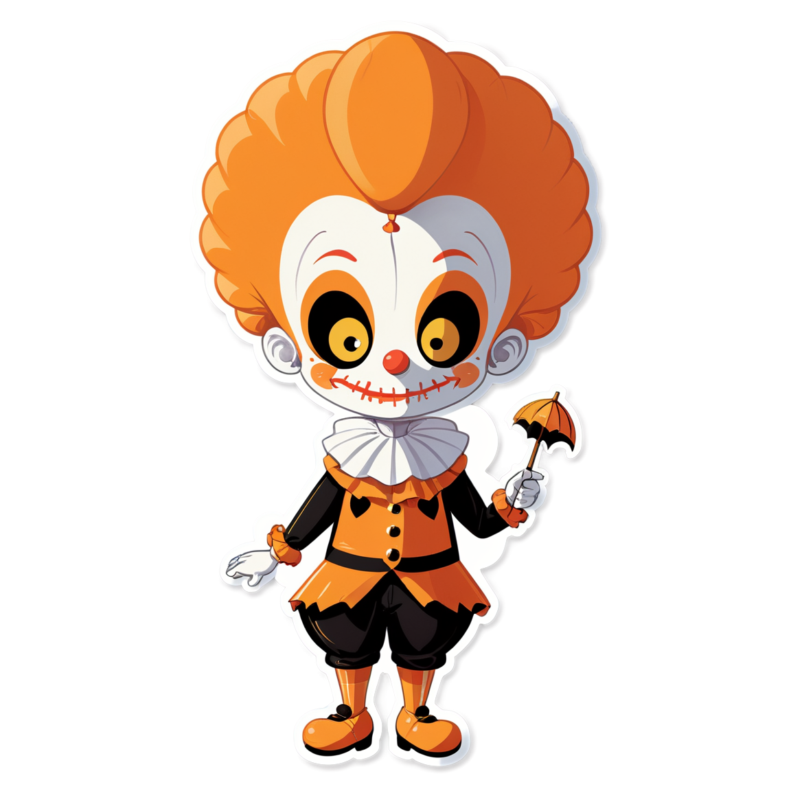 Clown with Broken Parasol - Halloween Sticker