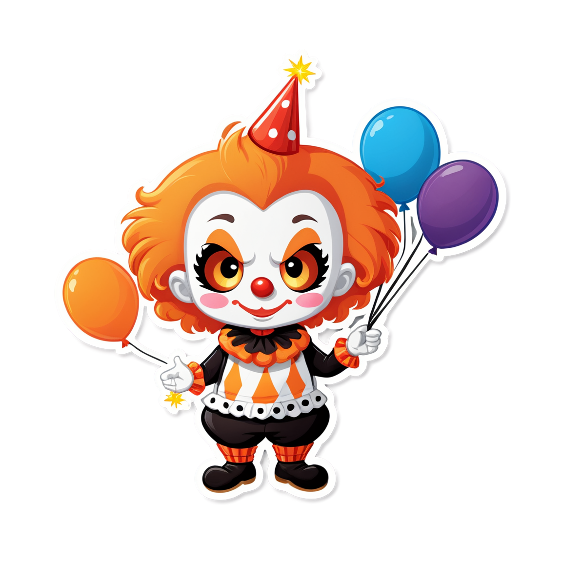 Clown with Fireworks - Halloween Sticker