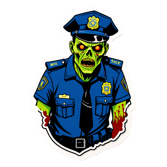 Zombie Police Officer - Halloween Sticker