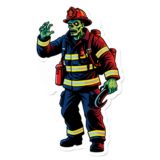 Zombie Firefighter - Halloween Sticker