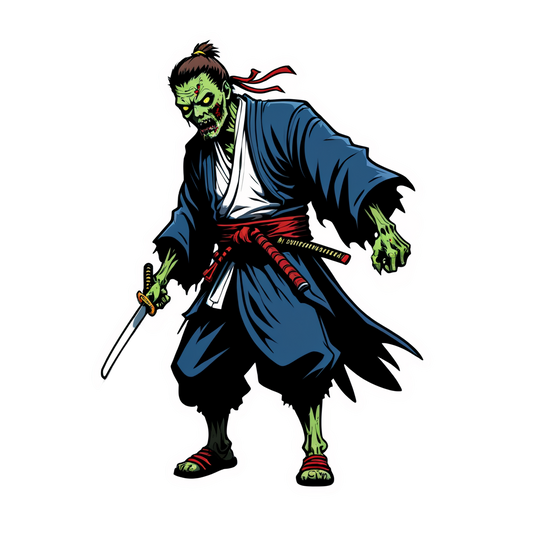 Zombie Samurai - Halloween Sticker