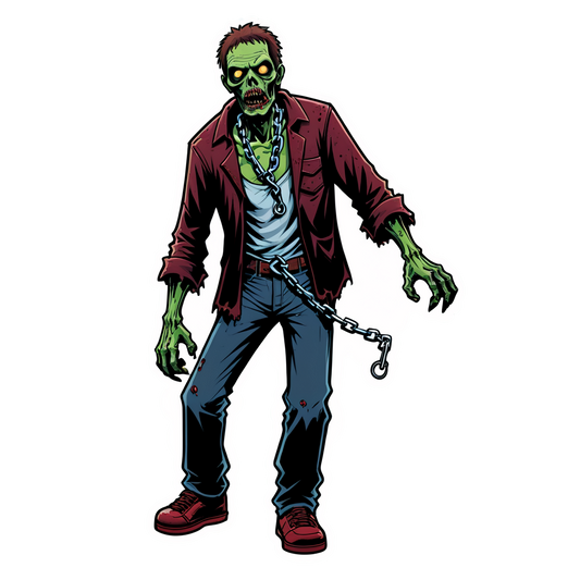 Zombie with Chains - Halloween Sticker