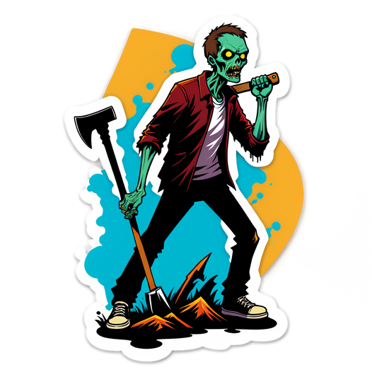 Zombie with Axe - Halloween Sticker