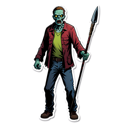 Zombie with Spear - Halloween Sticker