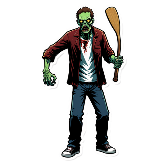 Zombie with Club - Halloween Sticker
