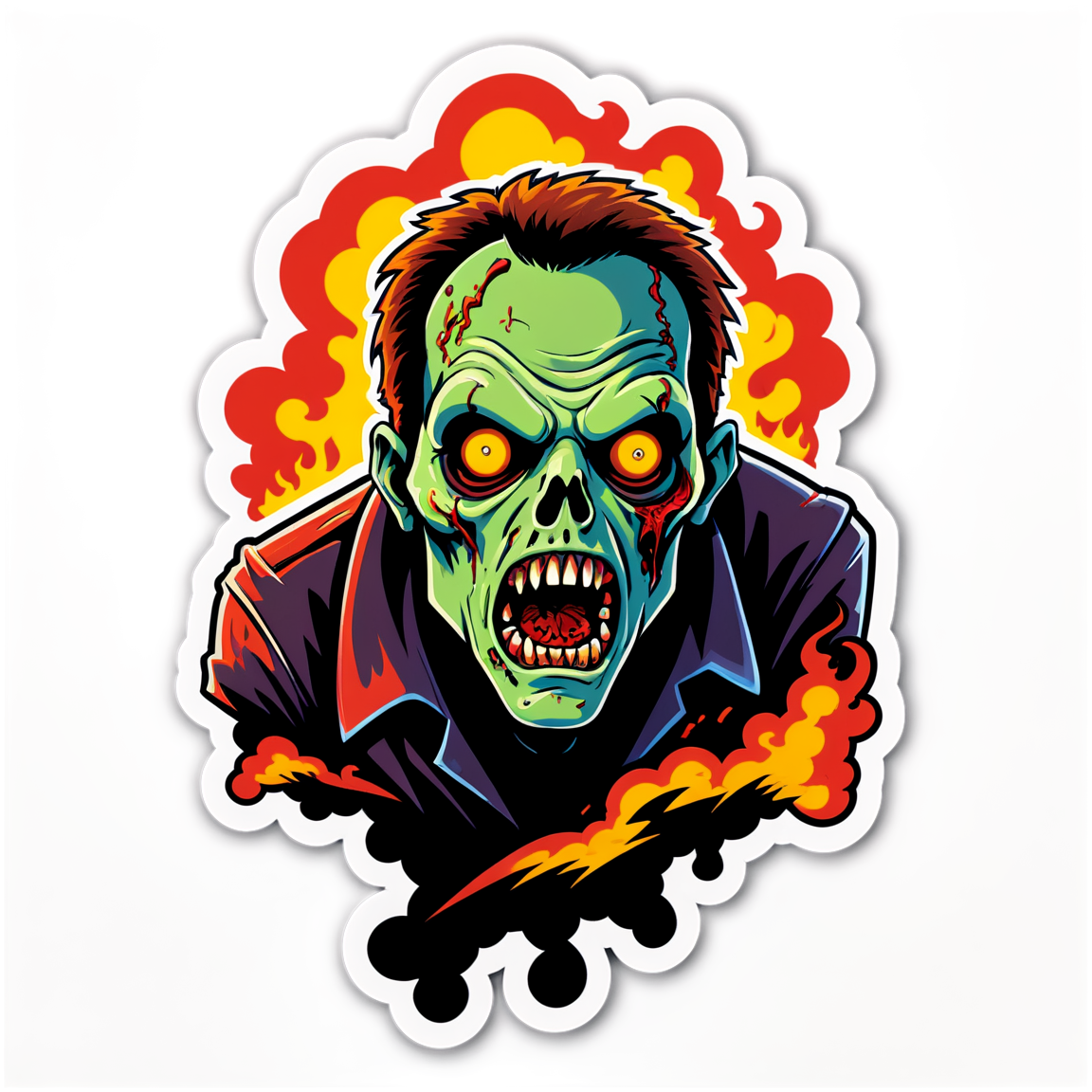 Zombie on Fire - Halloween Sticker