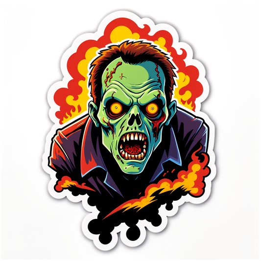 Zombie on Fire - Halloween Sticker