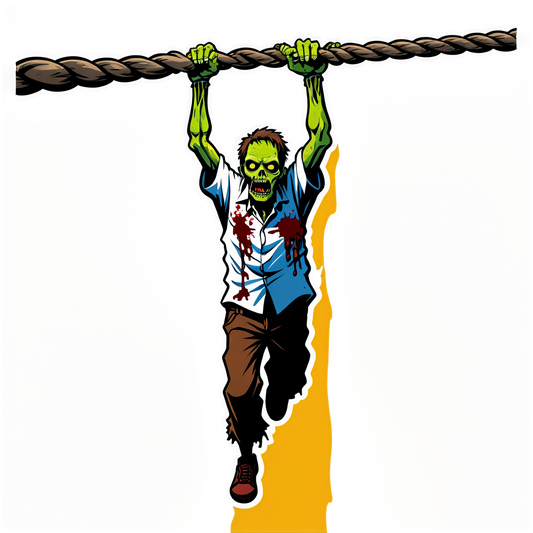 Zombie Hanging from Rope - Halloween Sticker