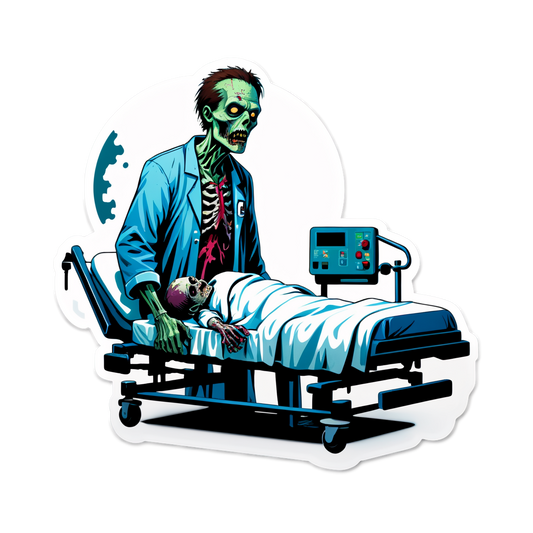 Zombie in Hospital - Halloween Sticker