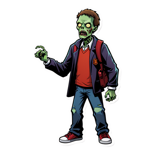 Zombie in School - Halloween Sticker